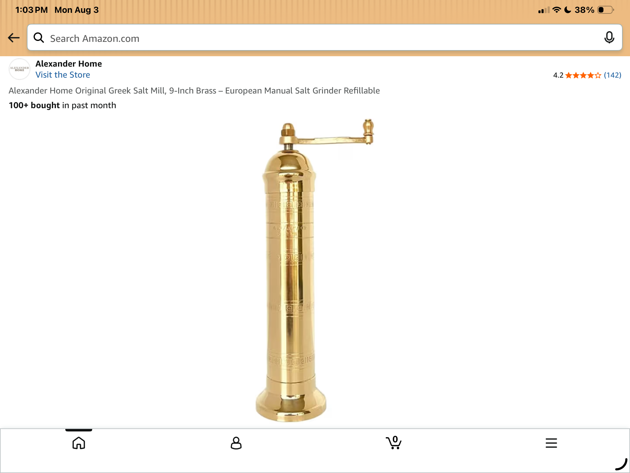 Alexander Home Brass Salt Mill